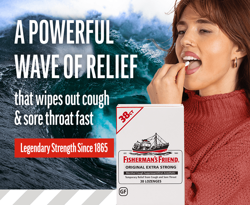 A powerful wave of relief that wipes out cough & sore throat fast — Legendary Strength Since 1865